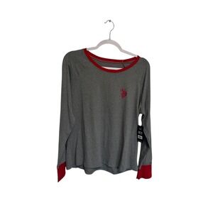 US Polo Assn Long Sleeve Top Heathered Knit Raglan Crew Neck‎ Shirt 1X